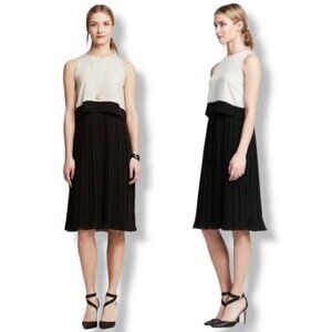 NWT Banana Republic White & Black Pleated Midi Dress | Size 12